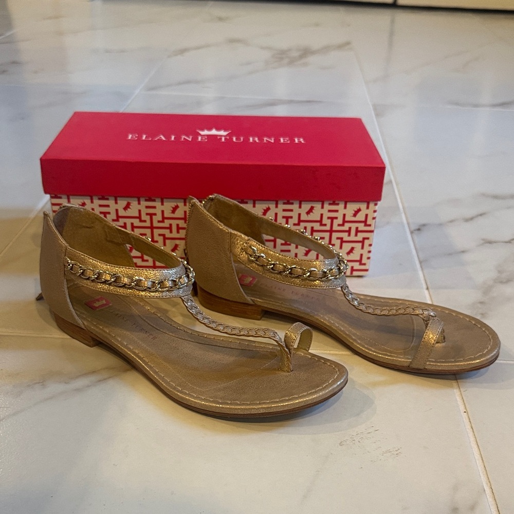 Elaine Turner Metallic Gold Sandals